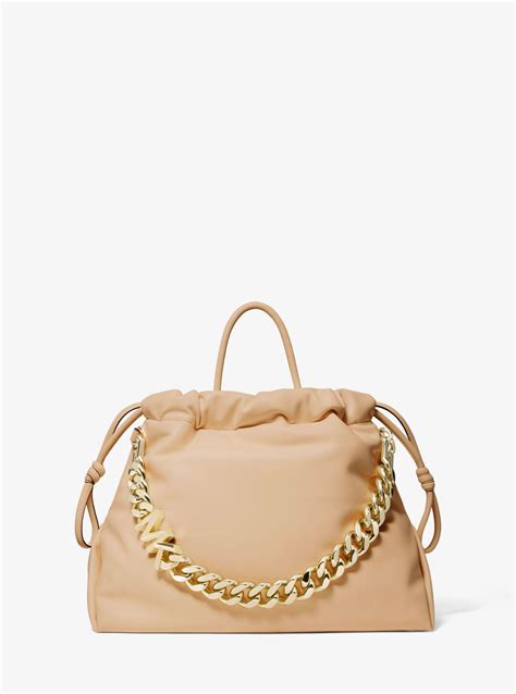 michael michael kors lina medium logo faux leather tote bag